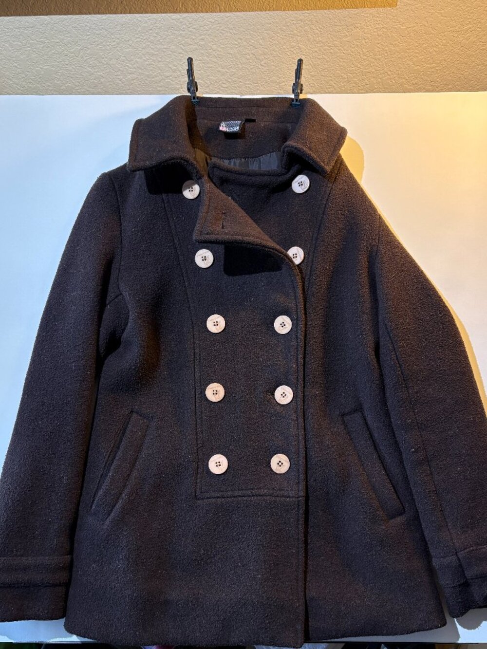 Vintage Volcom Women's Pea Coat, Brown, Size XS